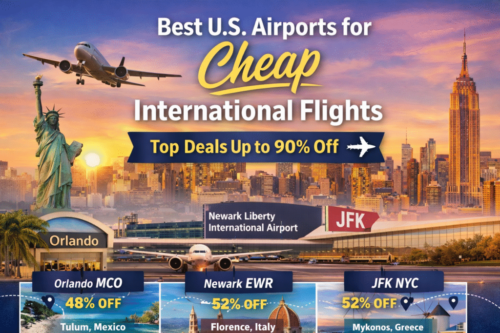 Best U.S. Airports for Cheap International Flights (Up to 90% Off)