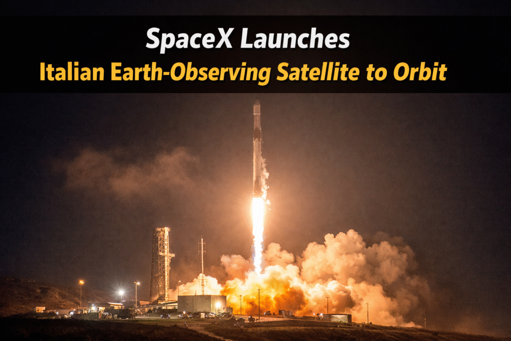 SpaceX Falcon 9 rocket launches an Italian Earth-observing satellite into orbit from Vandenberg Space Force Base during the first mission of 2026